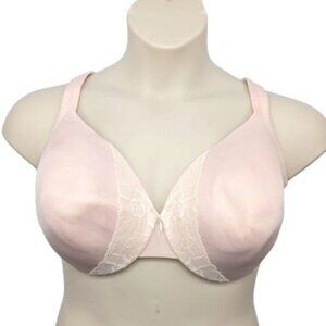Lane Bryant Cacique Bra Pink Lightly Lined Full Coverage U/W Size 44D Lace Trim